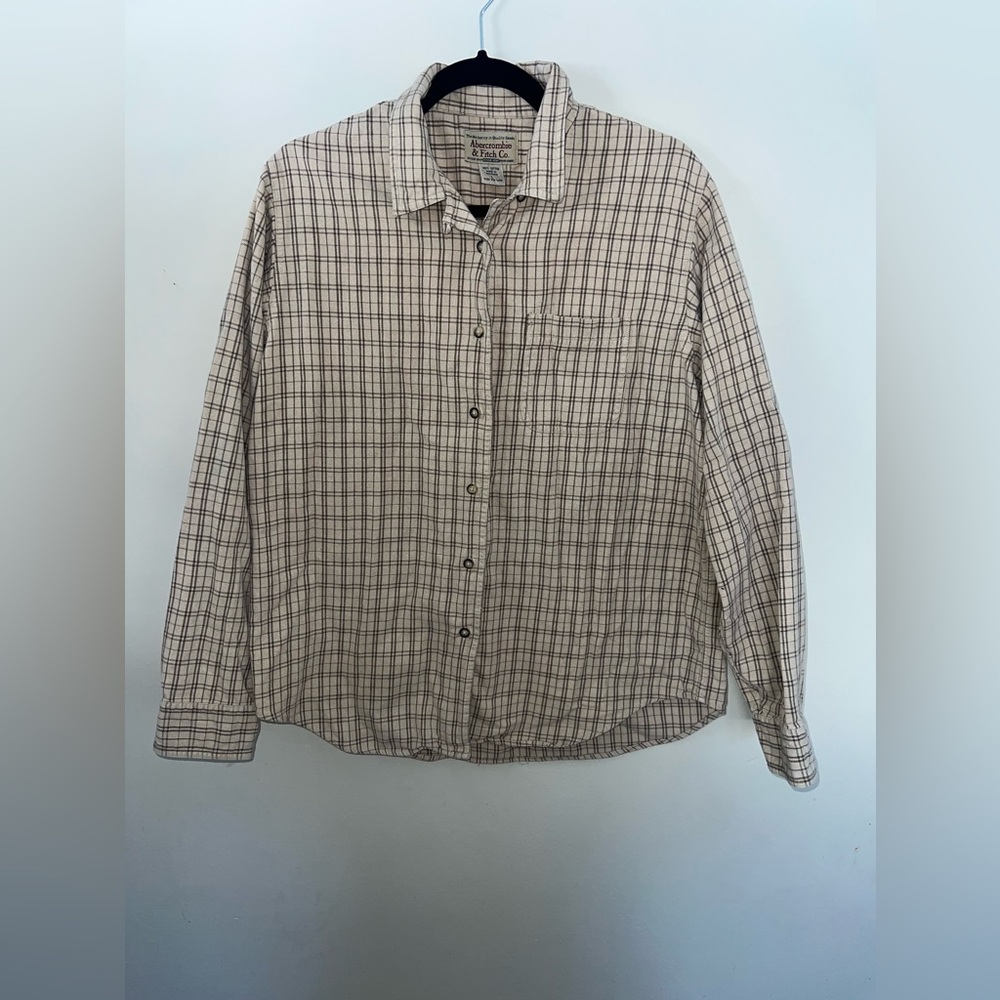 Abercrombie And Fitch 100% Cotton Plaid Flannel Button Up Women’s Large